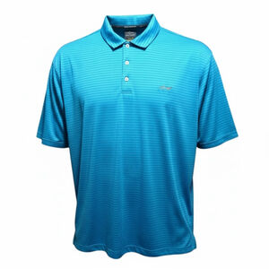 Greg Norman for Tasso Elba Men’s Polo Shirt Teal Striped Play Dry XXL. JC604